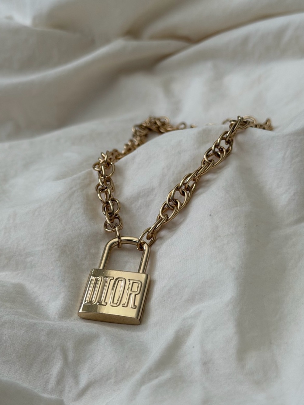 Dior Gold-tone Padlock Logo Necklace - Picture 13 of 15